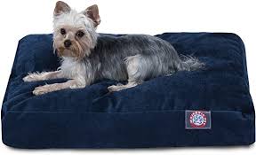 Dog on rectangle bed